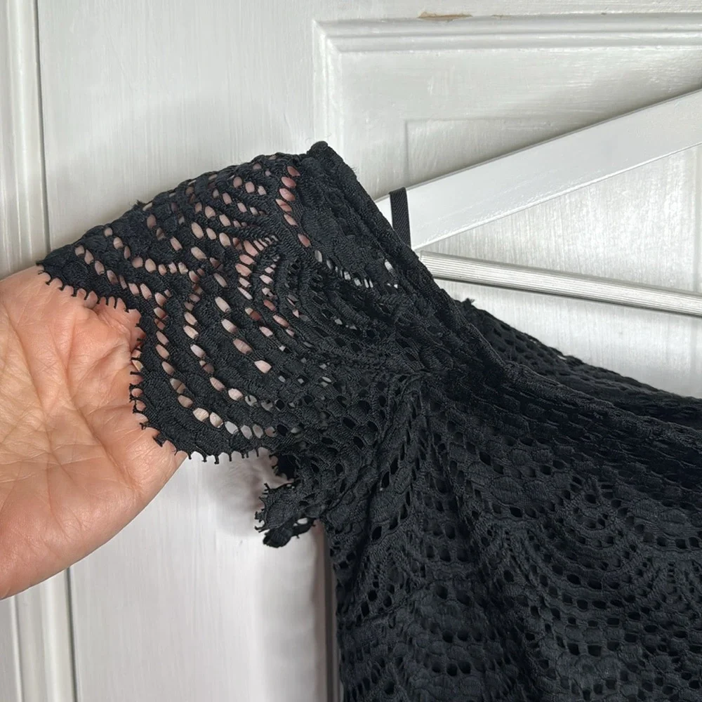 Lilly Pulitzer Jade Dress Black Scalloped Shell Lace W1527 Sz 8 - Picture 6 of 11